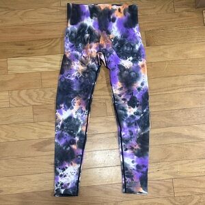 Women's Tie-Dye Leggings in Purple and Orange